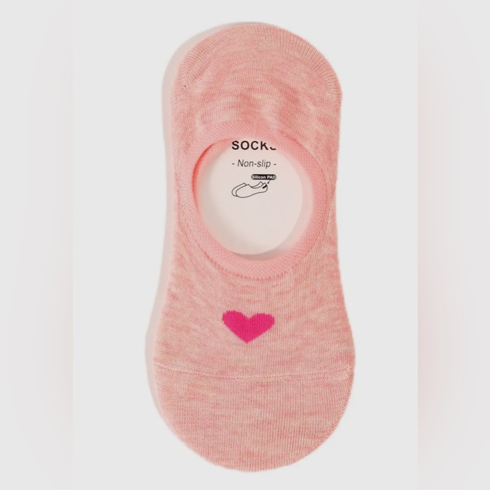 Dani Lovey Heart Invisible Non Slip Pink Socks